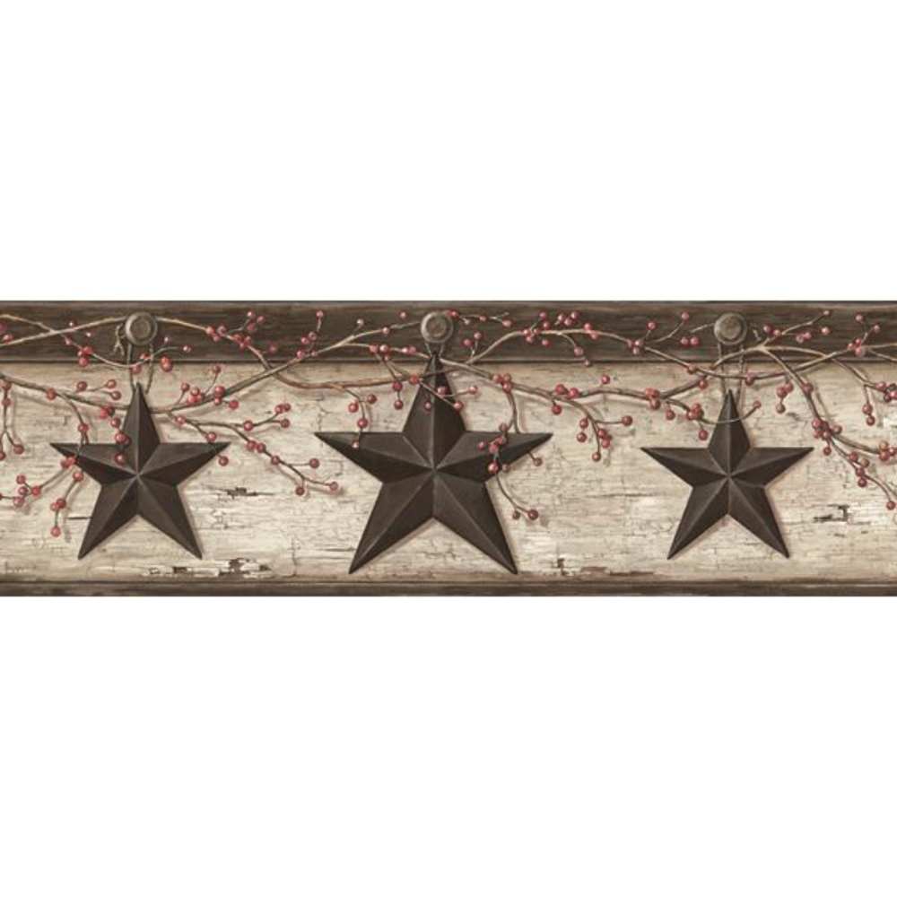 Wallpaper Border Rustic Barn Star